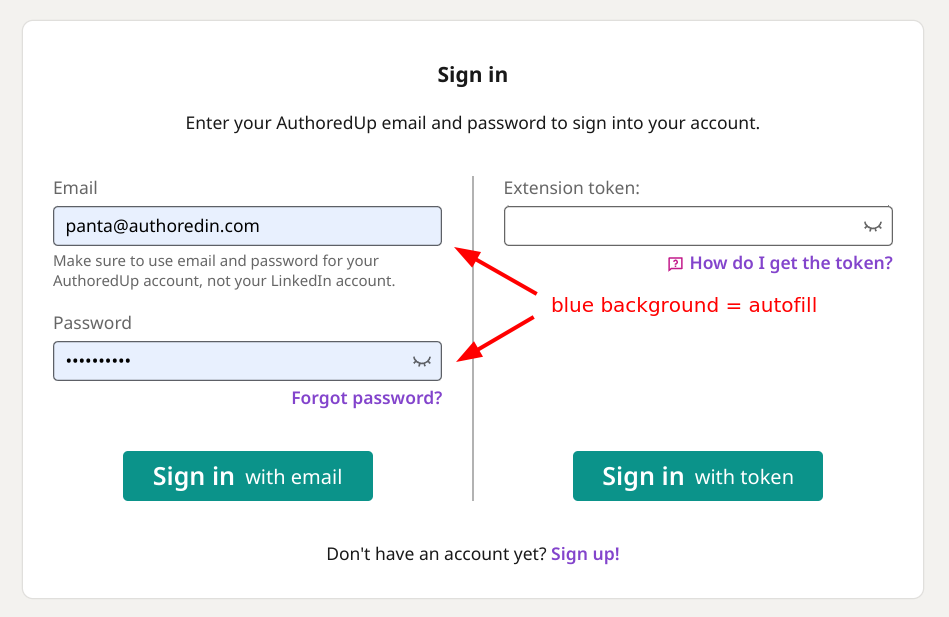 AuthoredUp Extension Says Invalid Email Or Password But I Am Sure It 